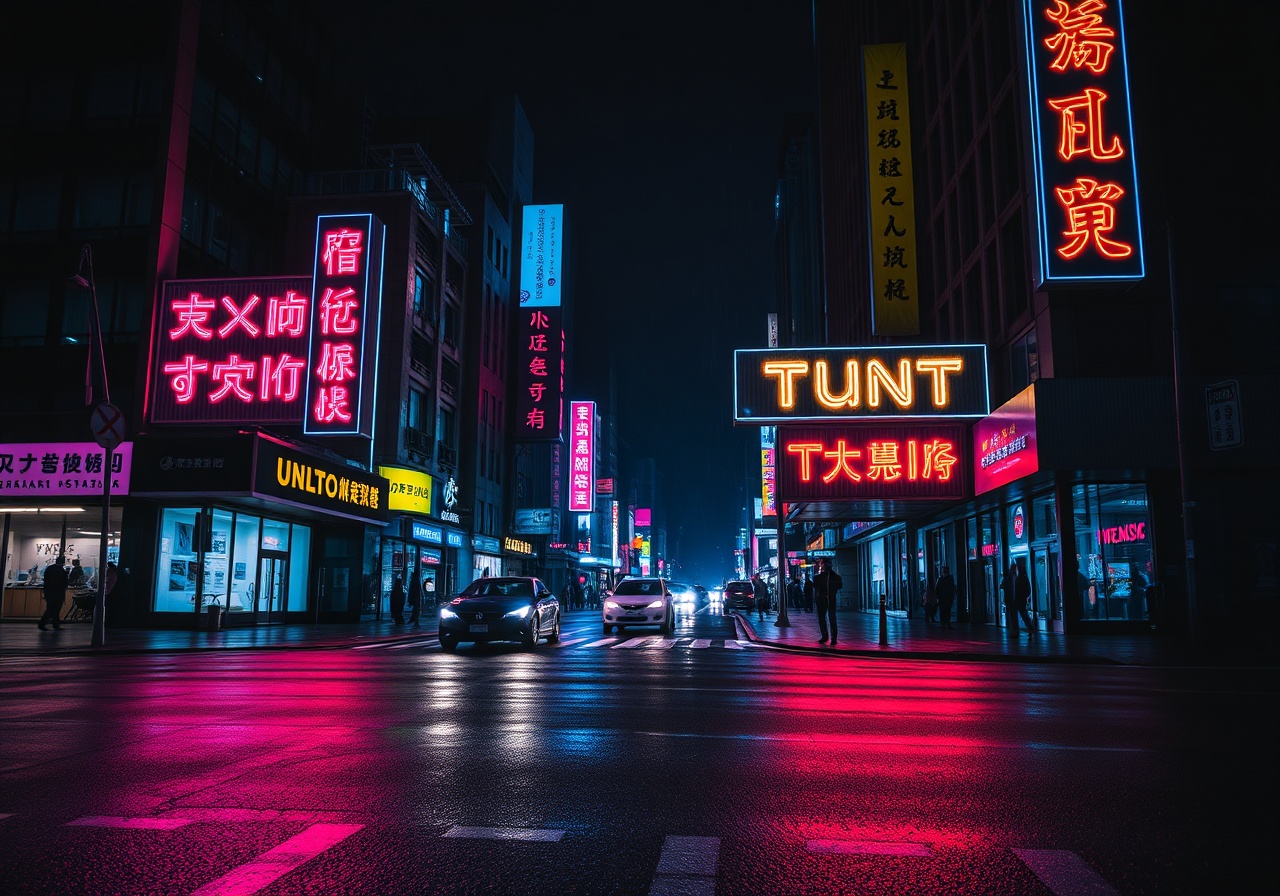 Демонстрация шрифта Neon Vibes: неоновые заголовки на темном фоне